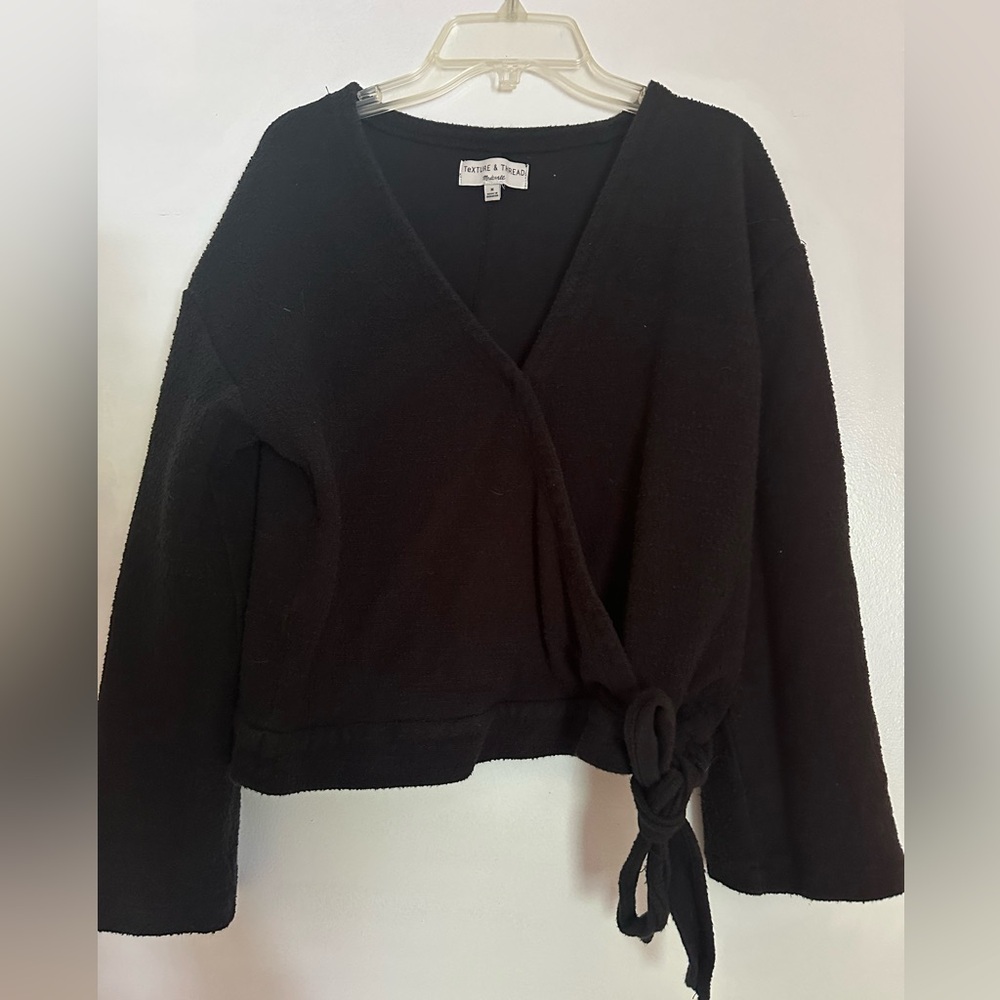 Madewell texture and thread long sleeve wrap style blouse top